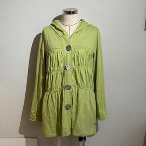 Neon Buddha Hooded Lightweight Cotton Jacket Lime Green Women's Size M Spring